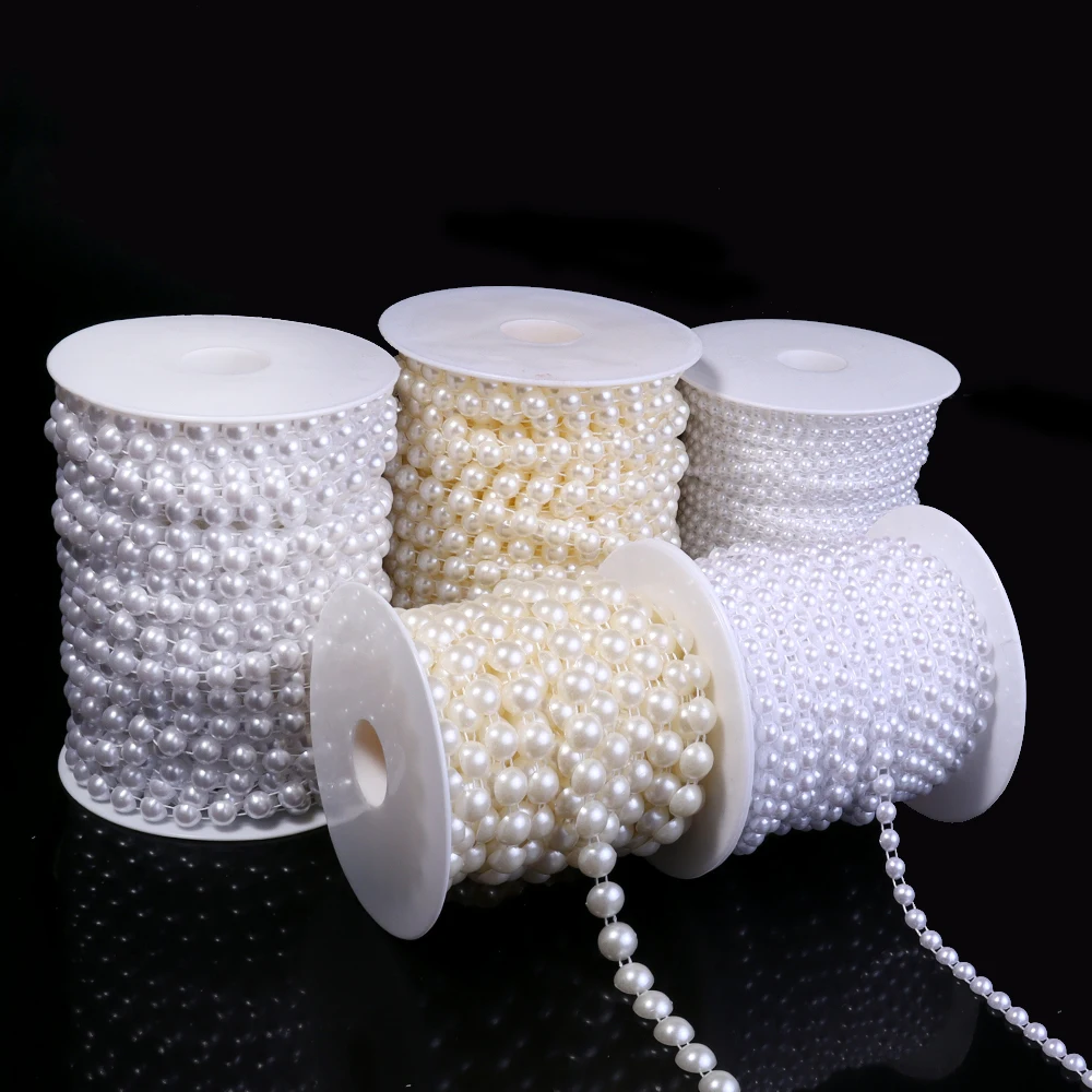 Ivory White Imitation Pearl Bead Chain for DIY Decoration and Jewelry Crafting