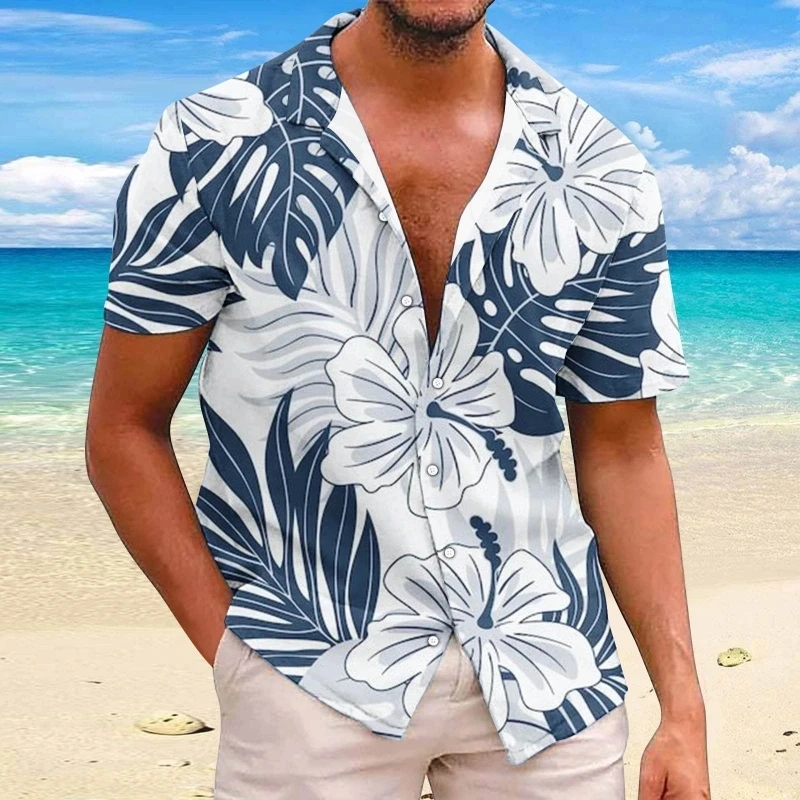 2025 Summer Animal Crane Men Hawaiian Shirt 3d Plant Shirt For Men Flower Print Plus Size Hawaiian Shirts Beach Flower Shirt 5xl 2