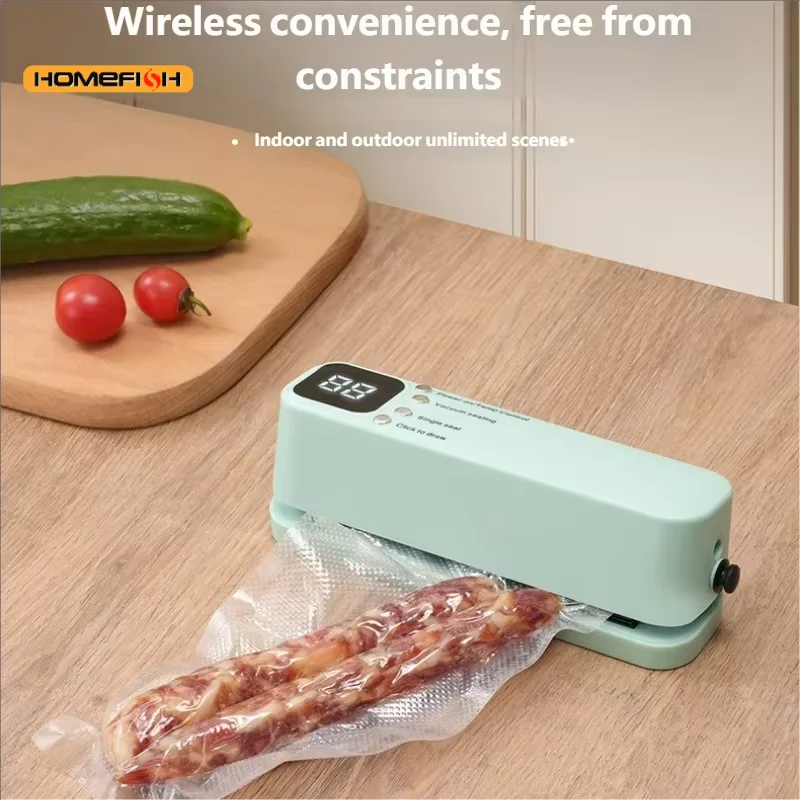 HOMEFISH Mini Wireless Rechargeable Vacuum Sealing Machine Household Food Bag Plastic Sealing Kitchen Packaging Device 1