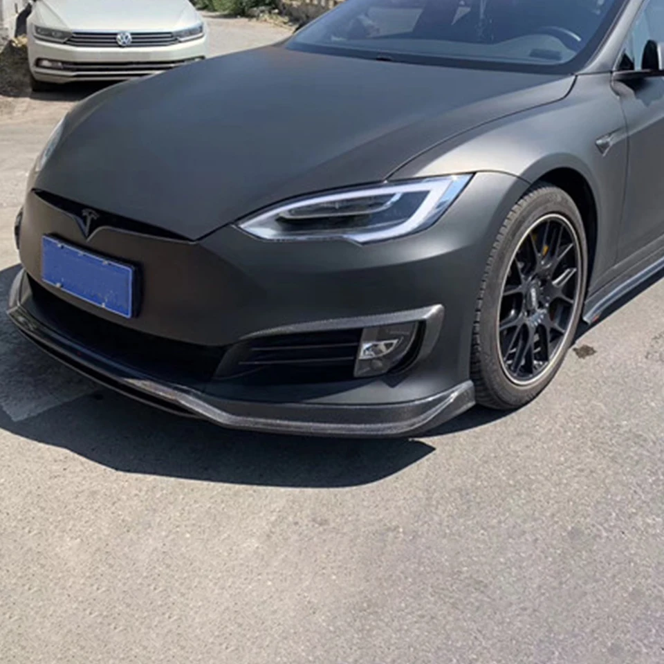 Kit Garnitures Aileron Tesla Model 3 2017-2022 - ABS Fibre Carbone Look - Pour Pare-Chocs Avant