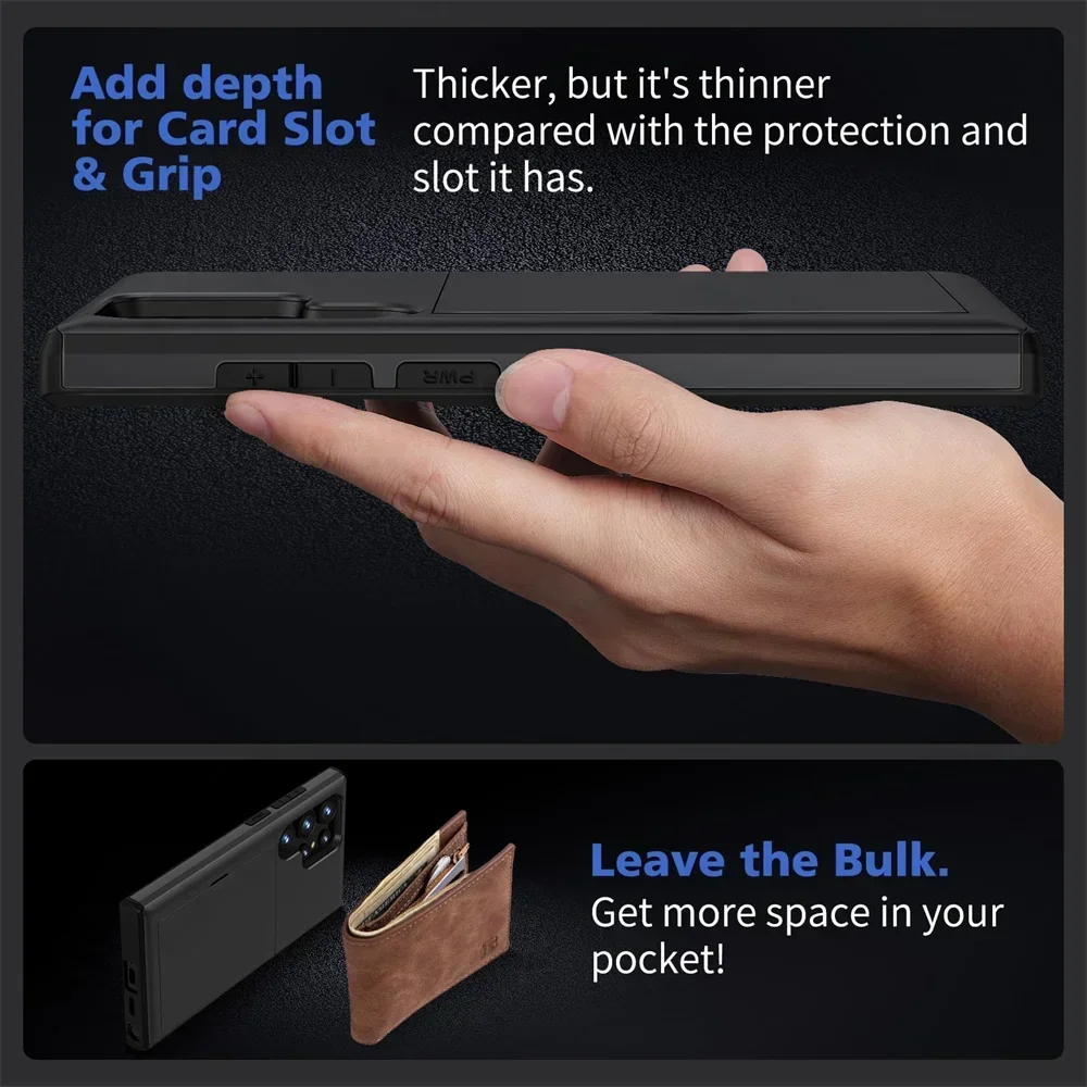 Slim Dual Layer Heavy Duty Phone Case with Hidden Card Slot Wallet Cover