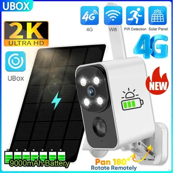 Ubox 4G/WiFi Solar Security Battery Camera 4MP Wireless Outdoor Battery Powered Cameras Color Night Vision PIR Human Motion Cam 1