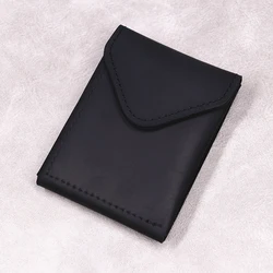 Premium Genuine Leather Slim Minimalist Men's Wallet with Flap Closure (Black)