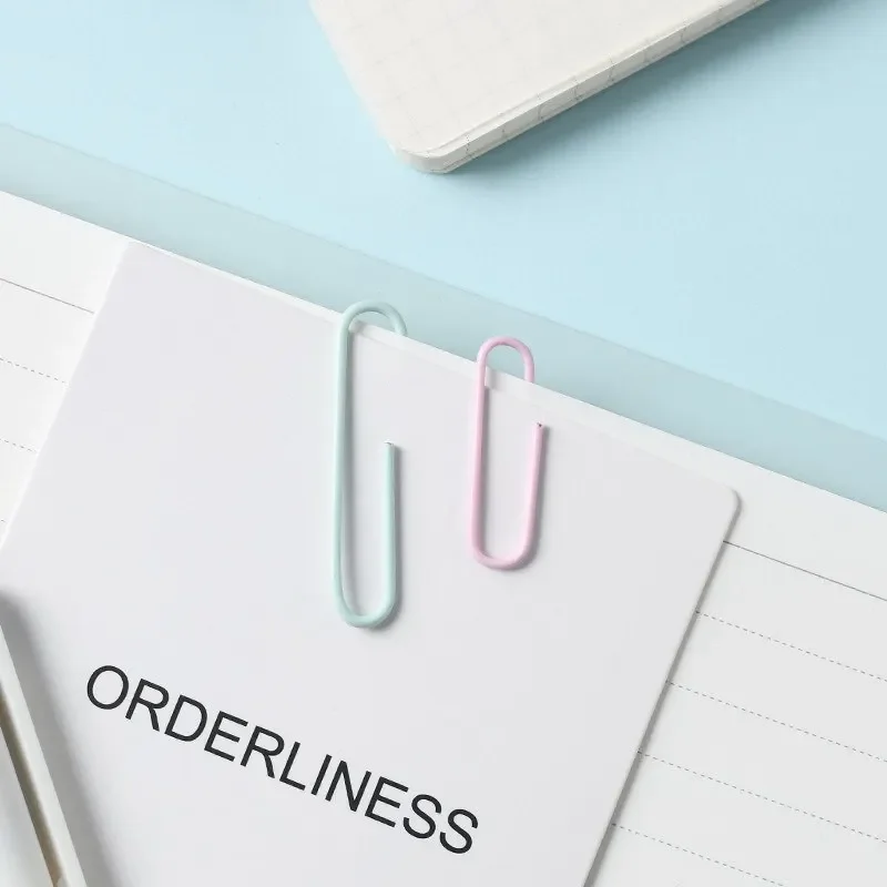 1 Box Colored Paper Clip Metal Clips Memo Clip Bookmarks Stationery Office School Length 28mm/50mm paper clips