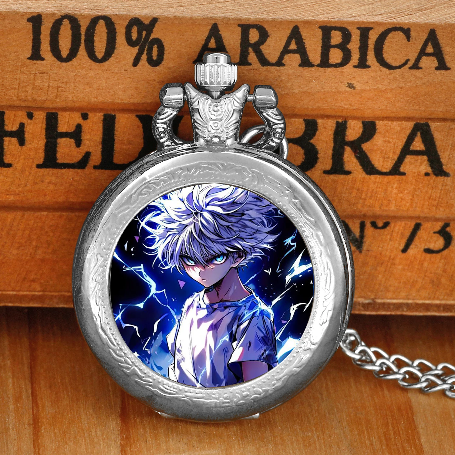 

Hunter X Killua Zoldyck Glass Dome Quartz Pocket Watch Women Men Silver Necklace Unique Pendant Clock Watch Gift Accessories