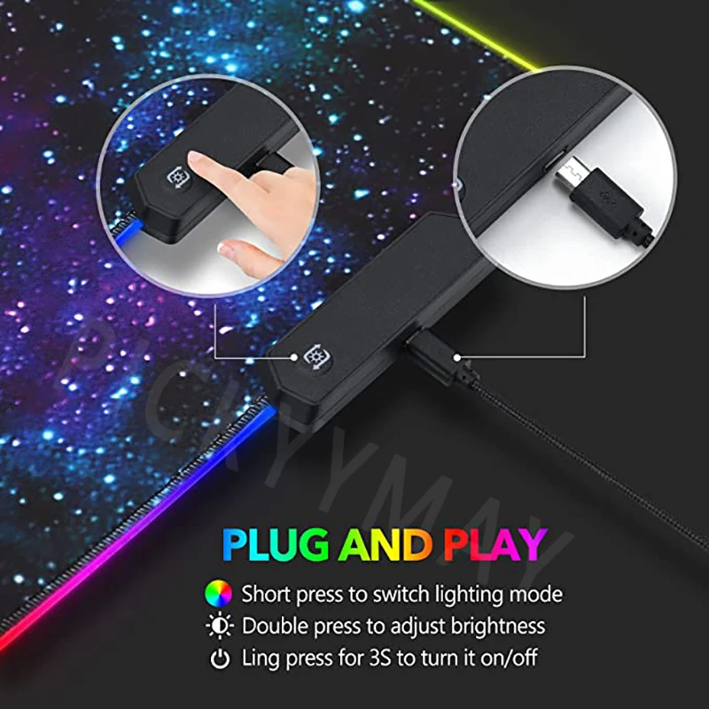 RGB grande, Mousepad LED Kawaii, Almofada de