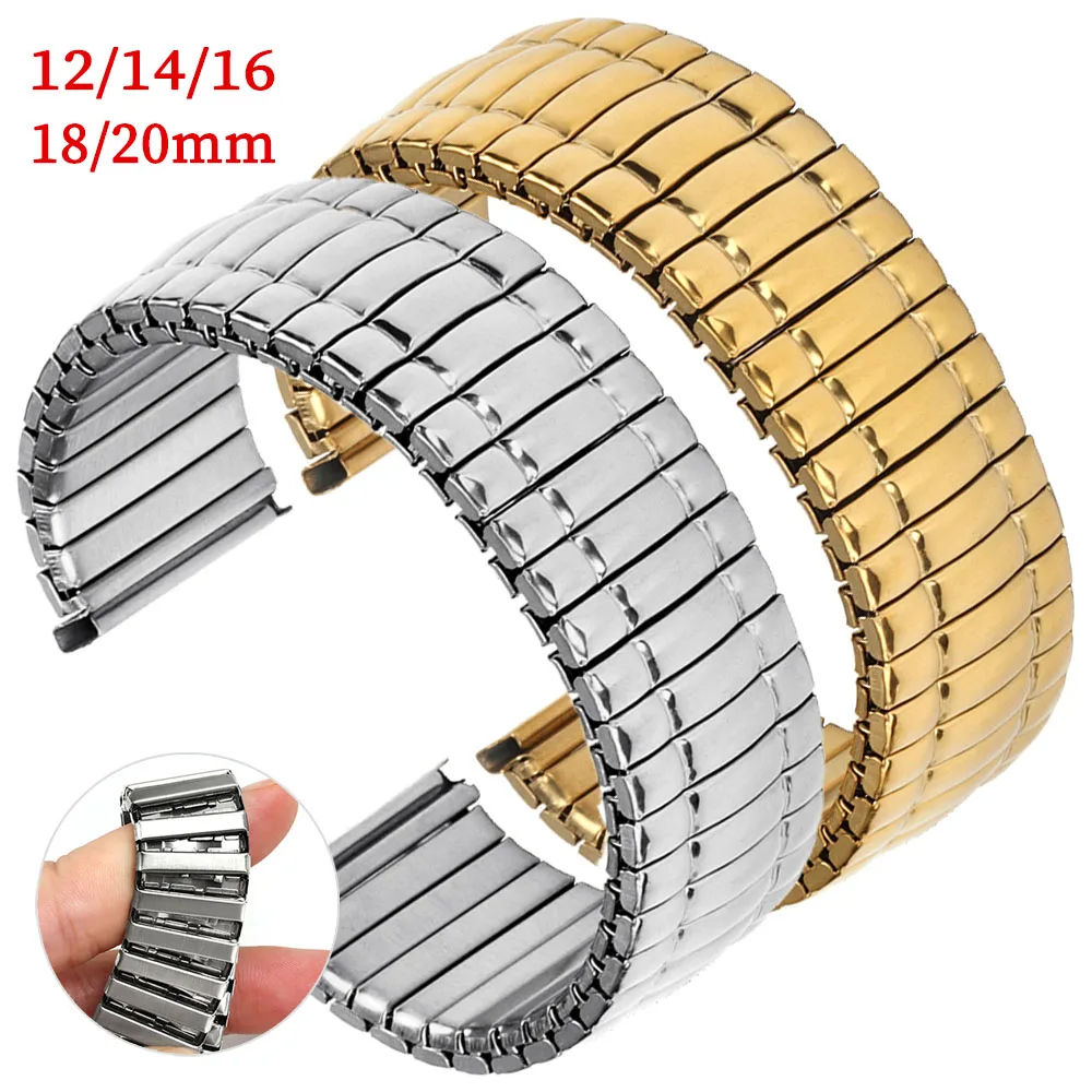 Stainless Steel Elastic Stretch Bracelet Strap - Silver & Gold