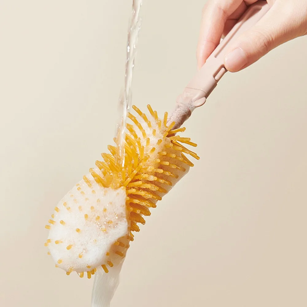 Multifunctional Bottle Cleaning Brush Set 8 in 1 Lion Glass Cup Washing Brush Silicone Storage Drain Rack