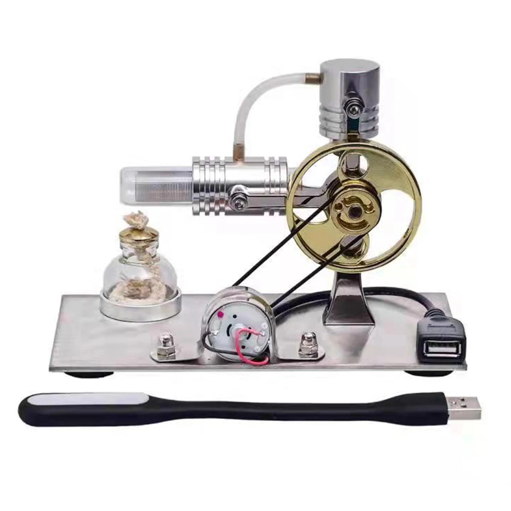 

L-Shape Stirling Engine Model with USB Connector and Night Light,Stirling Engine Model Educational Toy