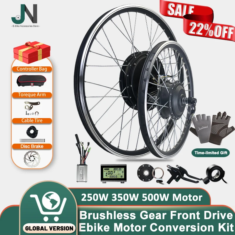 Brushless Gear Front Ebike Motor Conversion Kit with 16 20 24 26 27.5 ...