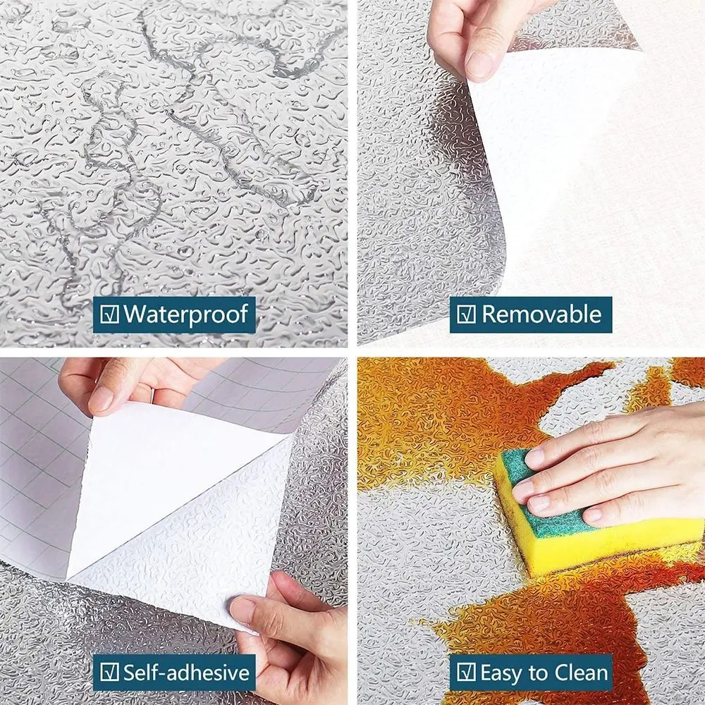 1 Roll Waterproof Aluminum Foil Wallpaper Cabinet Contact Papers Kitchen Oil-proof Self Adhesive Stickers Anti Fouling wall stickers,self adhesive stickers,self adhesive wallpaper,oil proof film