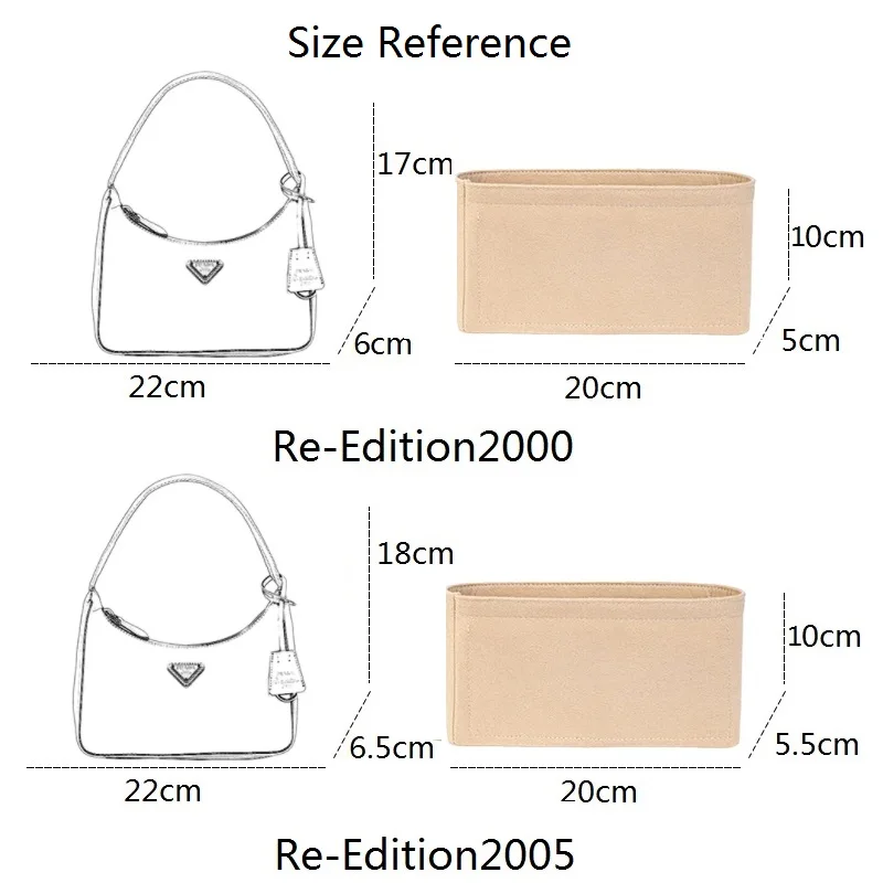 Bag Organizer Fits For Prada Hobo Bag Under Arm Cloth Insert Makeup Handbag Organizer Travel Inner Purse Portable Cosmetic Bags