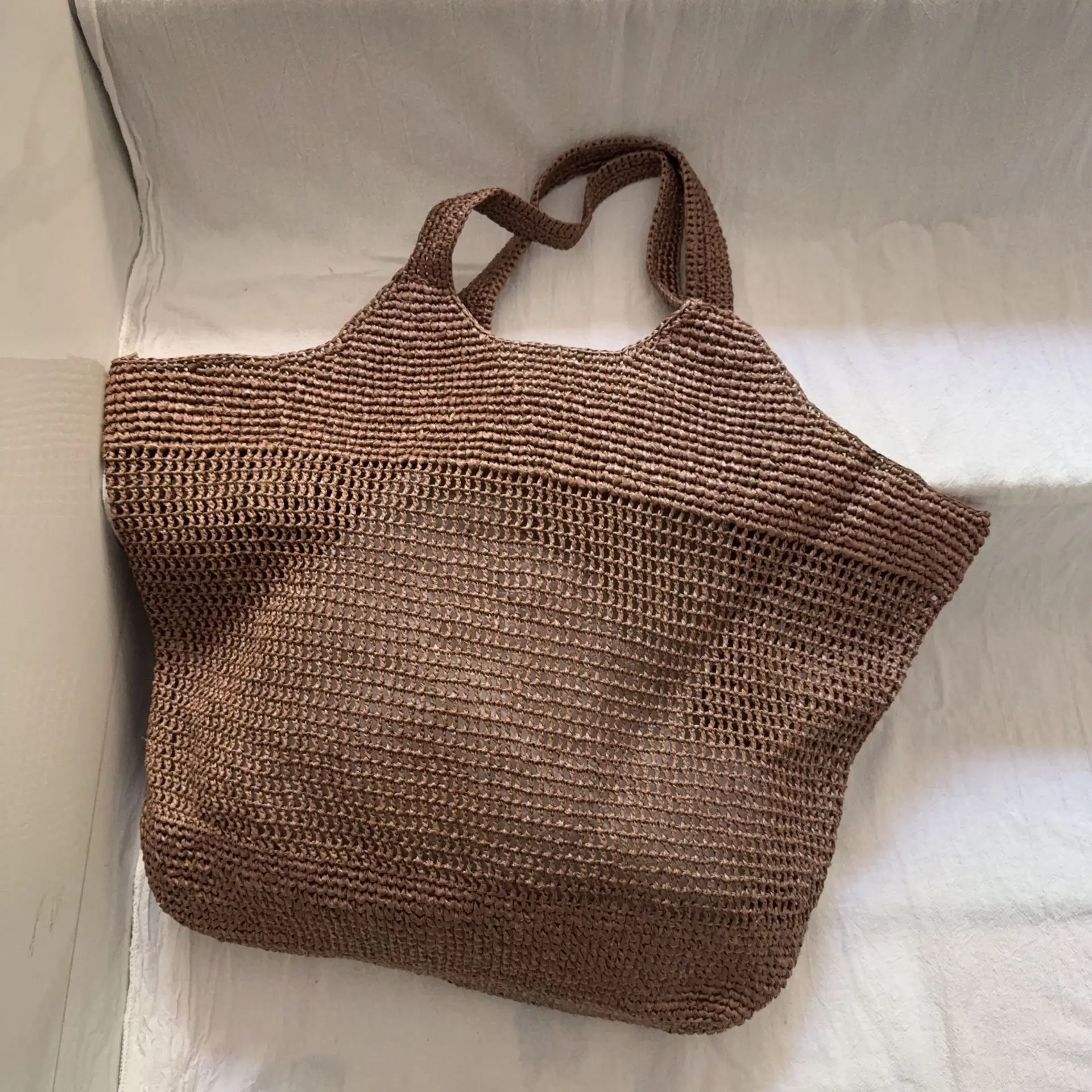 Hand Woven Straw Bag High Quality Metal Large Capacity Travel Vacation Beach Bag Summer Fashion Women Tote Handbag Casual Ladies