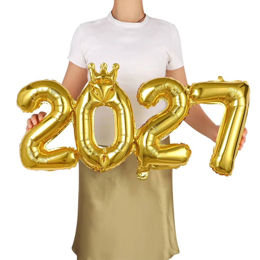 Happy New Year Bottle Balloon & Gold 2027 Foil Balloon Set Black bottle party balloon
