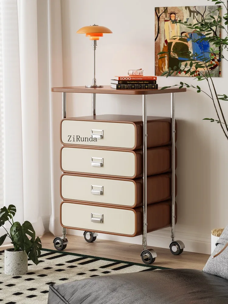 Modern art wind bucket cabinet, home living room, bedroom, wall mounted storage cabinet, roller movable cabinet