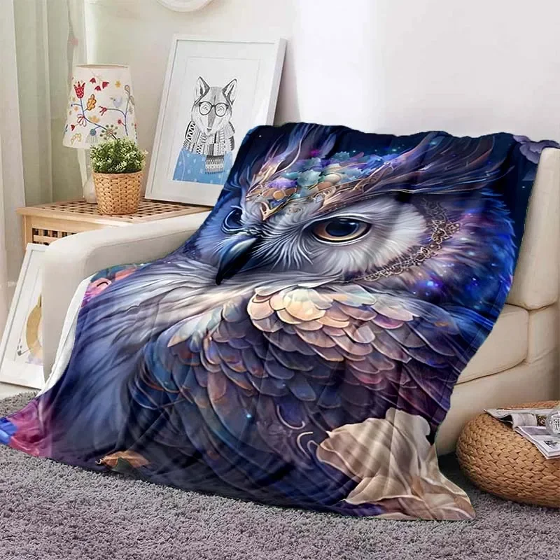 인쇄 귀여운 올빼미 만화 담요, 부드러운 던지기 담요, 홈 침실 침대 소파, 피크닉 여행, 사무실 점심 휴식 담요