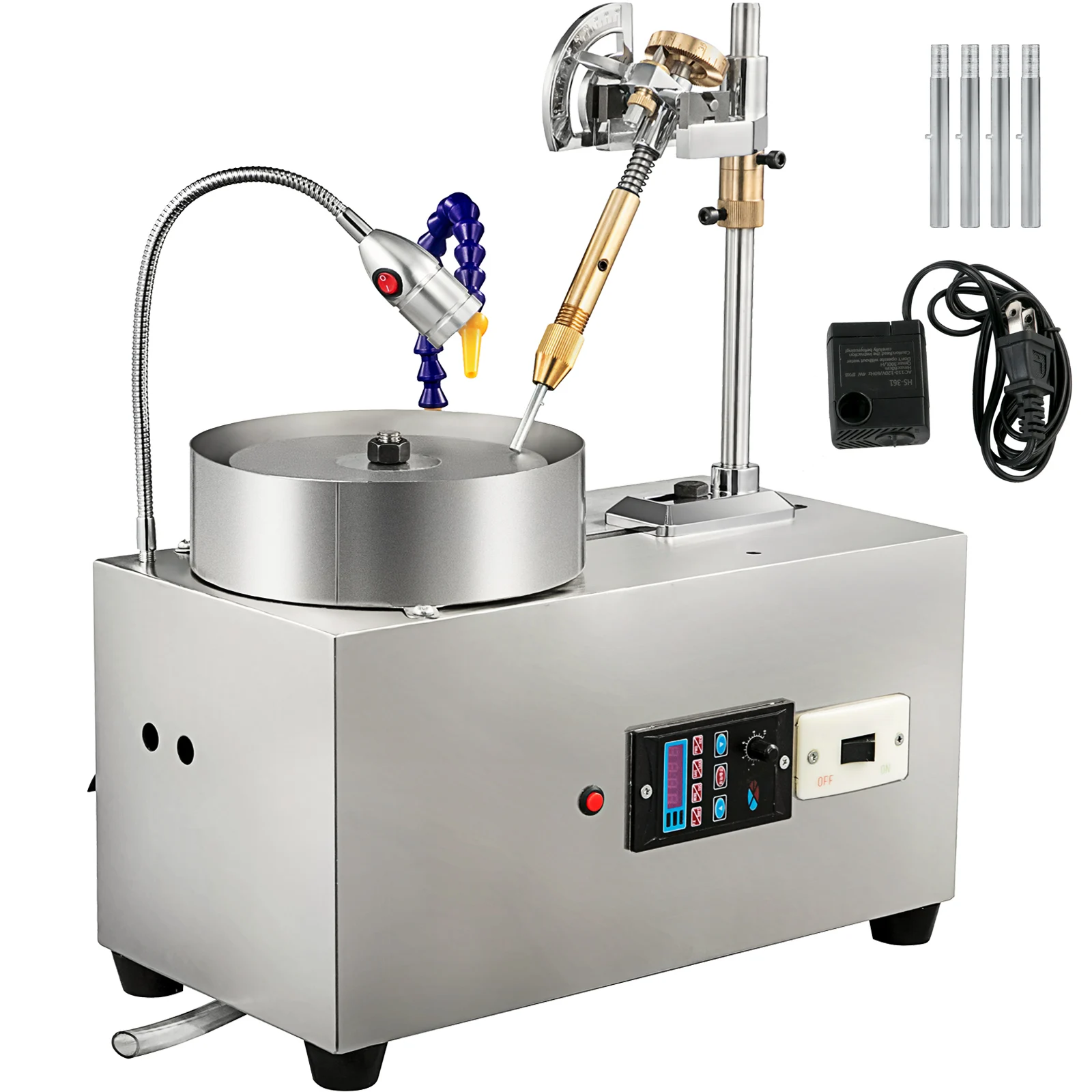 SucceBuy 180W Gem Faceting Machine Faceted Manipulator Led Light Water Pump 2800RPM Flat Gemstone Processing Jade Angle Polisher