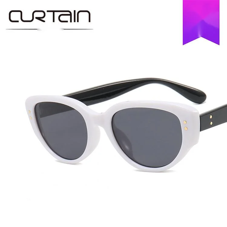 New Hot Selling Black and White Rice Nail Cat Eyes Sunglasses by Wang Jia'er, Same Style Sunglasses, Ins, Net Red Concave Shape, Female Photographer_voghion.com