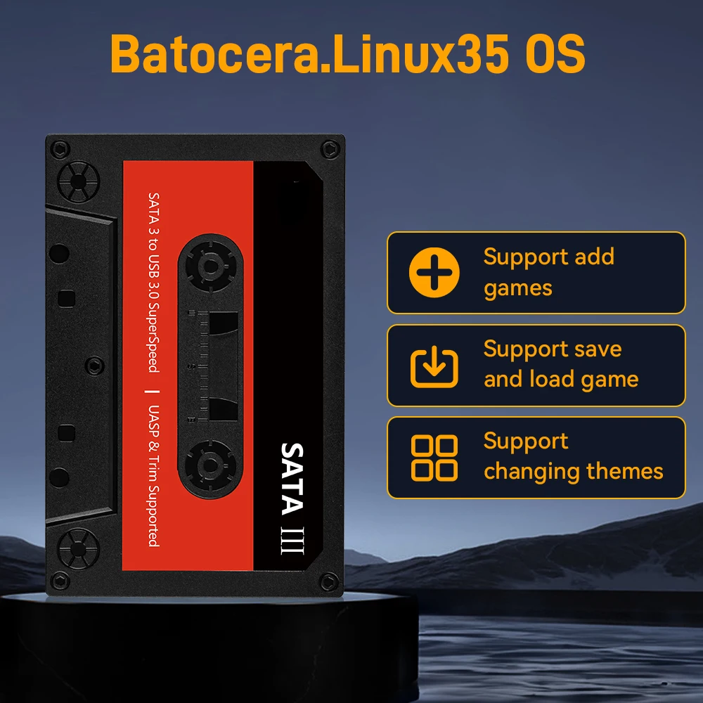 Batocera 500G/2T Emulator Game Hard Drive N64/PS3/PS2/MAME/NDS External Gaming HDD Built-in 52000+ Retro&3D Games Plug&Play