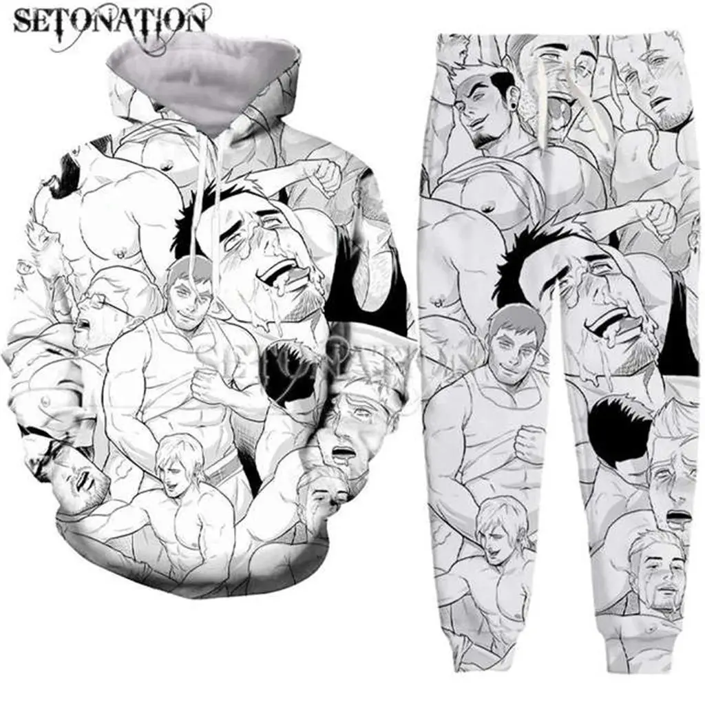 

A-hegao anime funny men women New-fashion 3D print High Quality napping fashion hoodies jacket pants Tracksuit dropshipping