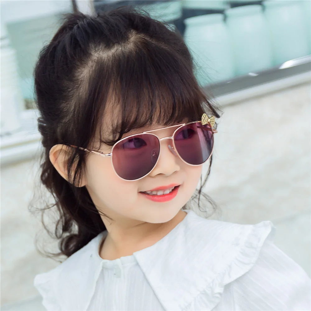 Kids Sunglasses Metal Frame Bow Children Sun Glasses Fashion Gilrs Outdoor Goggles Party Eyewear Cute Style Eyeglasses_voghion.com