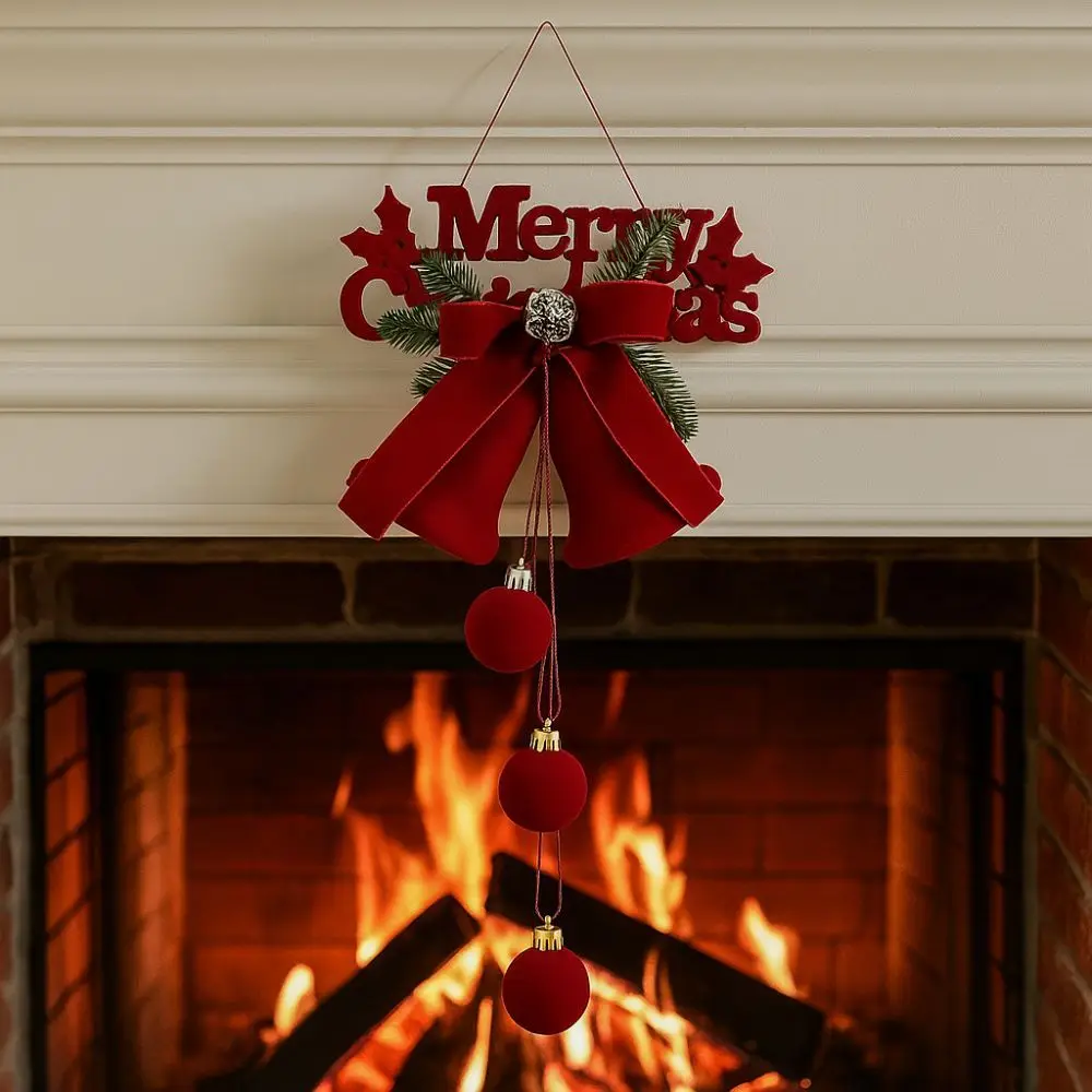Flocked Christmas Bell Ornament Nordic Style Delicate Christmas Hanging Ornaments Handcrafted Christmas Tree Decoration