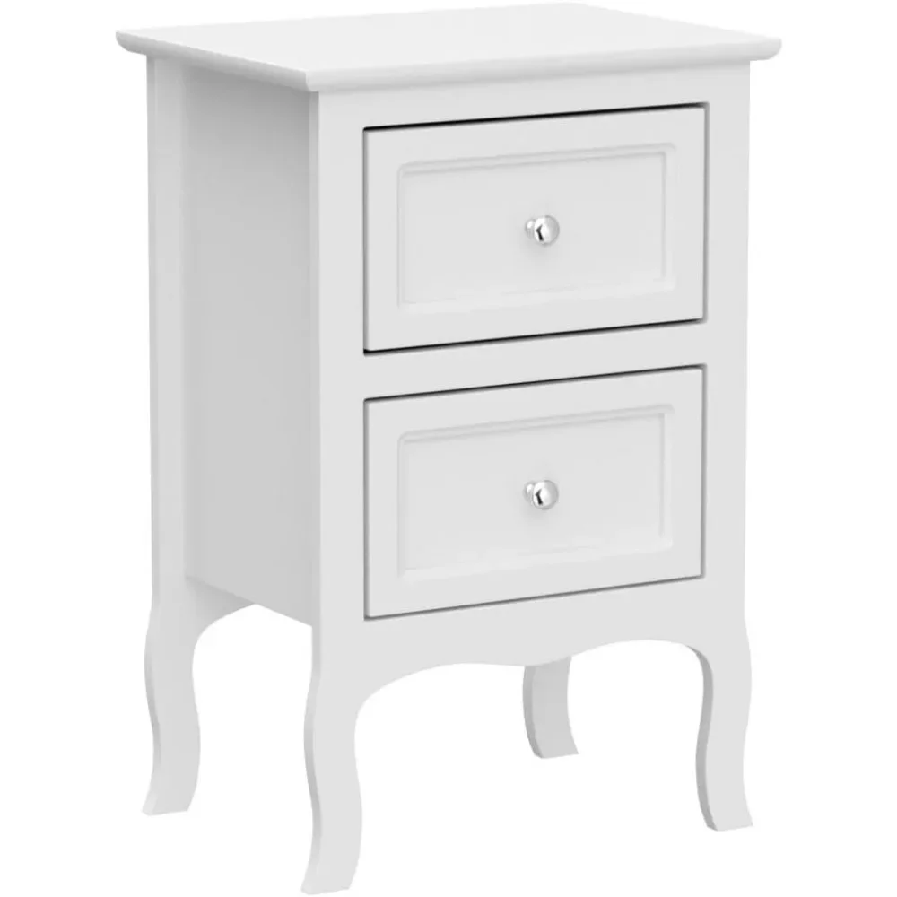 White Nightstand Set of 2, Nightstands with 2 Drawers, Bed Side Table/Night Stand, Small Nightstand for Bedroom 5