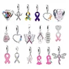 Fit Original Charm Bracelet 925 Silver Orange Ribbon Cancer Awareness Survive Hope Love Stength Fight Bead For Making Berloque 1