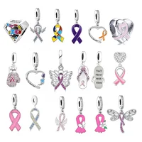 Fit Original Charm Bracelet 925 Silver Orange Ribbon Cancer Awareness Survive Hope Love Stength Fight Bead For Making Berloque 1