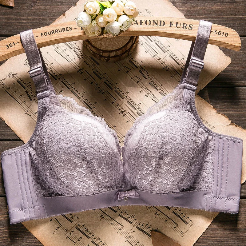 

Steamed Bread Cup Bra No Steel Ring Small Chest Thickened, Gathered, Chest Showing 8cm Upper Support Adjustable Female Sexy Lace