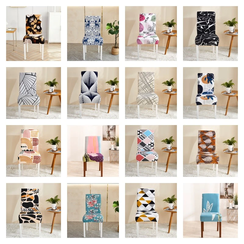 Printed Chair Cover Dining Room Elastic Stretch Seat Protector Kitchen