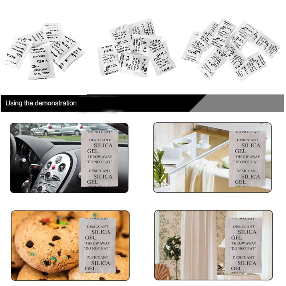 10/20/50 Pack 2g Silica Gel Sachets Desiccant Damp Kitchen Room Living Moisture Dehumidifier Accessories Absorber Bag Non-Toxic