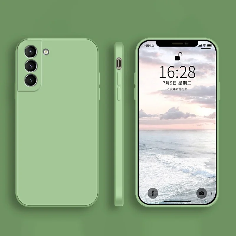 Square Liquid Silicone Soft Protective Case - Premium Soft Cover and Bag