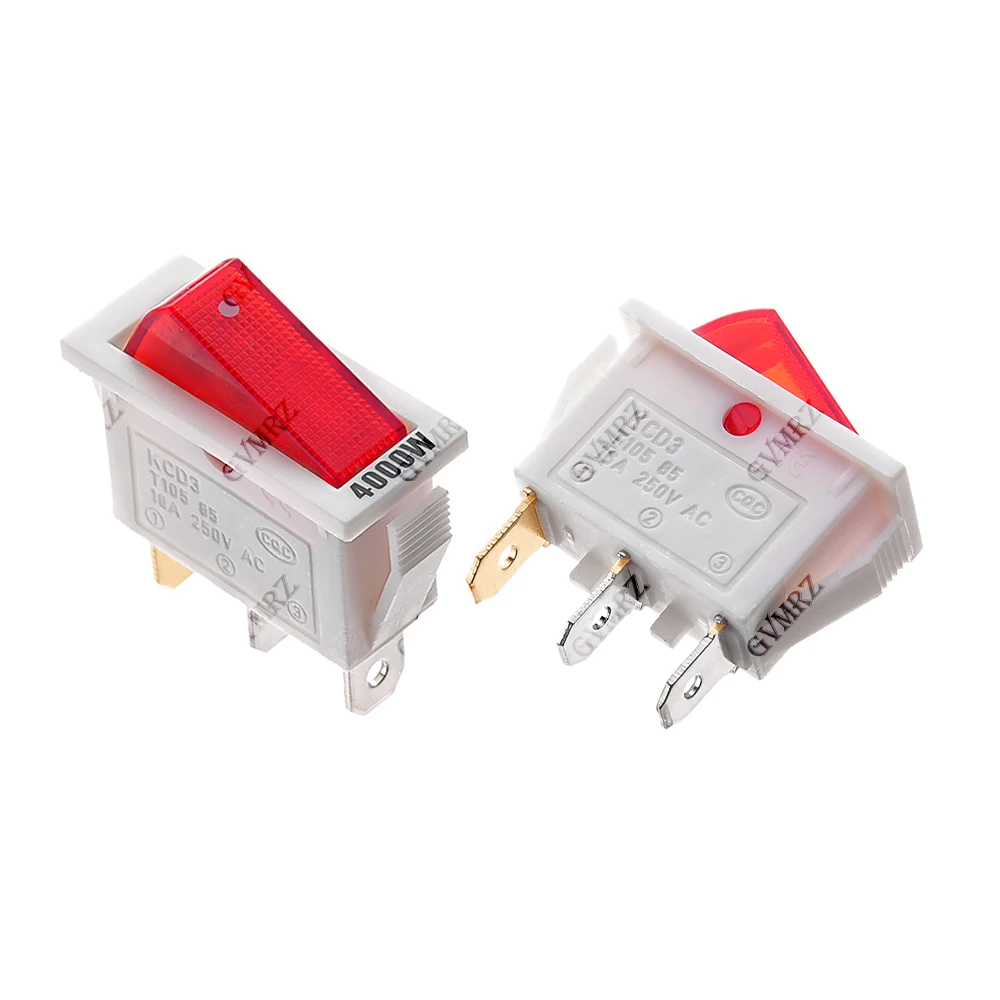 1PCS 16A 250V / 20A 125V AC KCD3 로커 스위치 ON-OFF-ON 2 위치 3핀 전기 장비(라이트 전원 스위치 ON-OFF 포함)