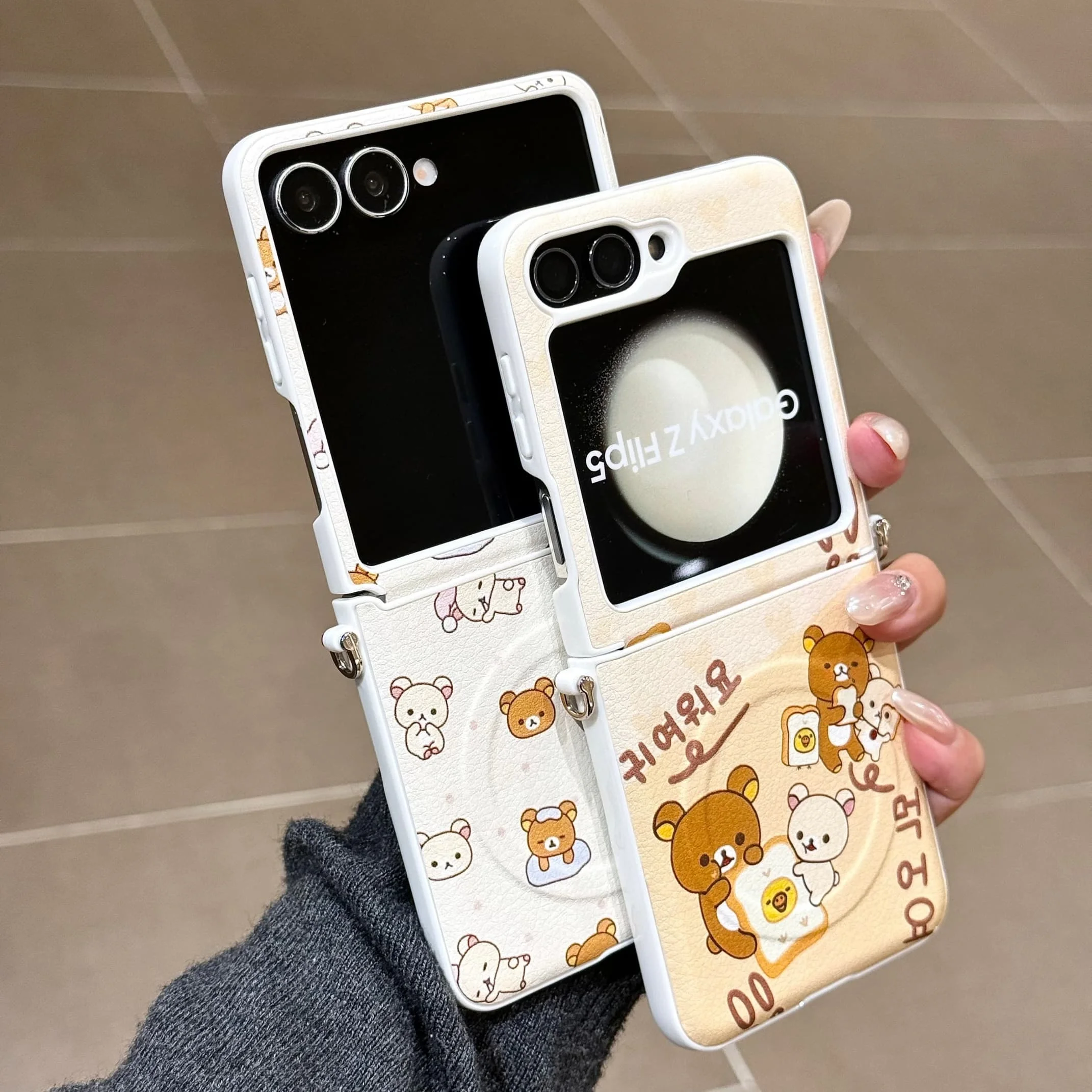 Adorable Rilakkuma Magnetic Phone Case with Magsafe Stand and Chain