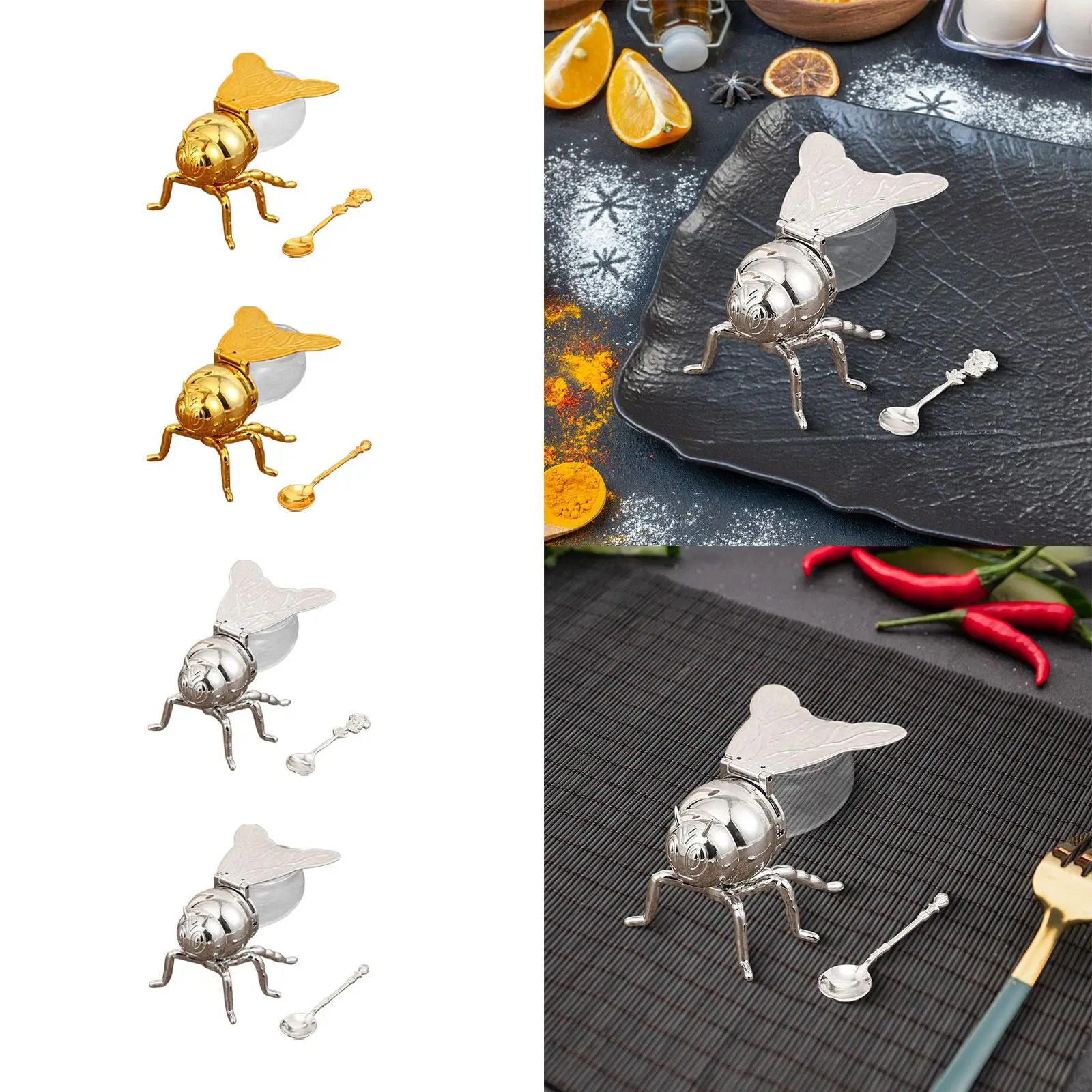 Storage Jar Honey Jar Bee Shaped Canister with Spoon for Dinner Home Festive Parties Kitchen