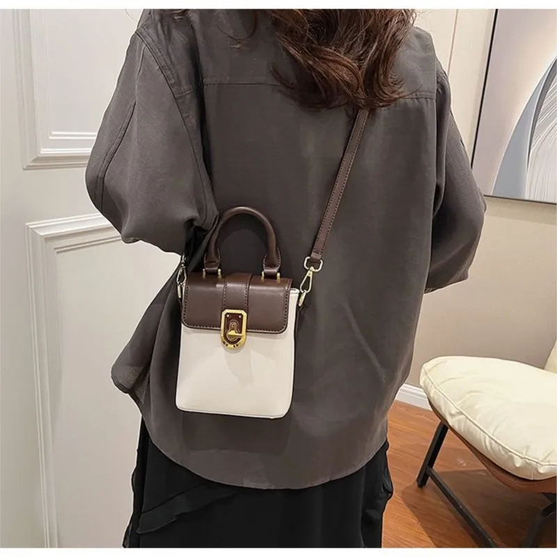 JIAERDI Vintage Metal Buckle Handbag Women Patchwork Square Leather Shoulder Bags Ladies Premium Fashion Versatile Crossbody Bag