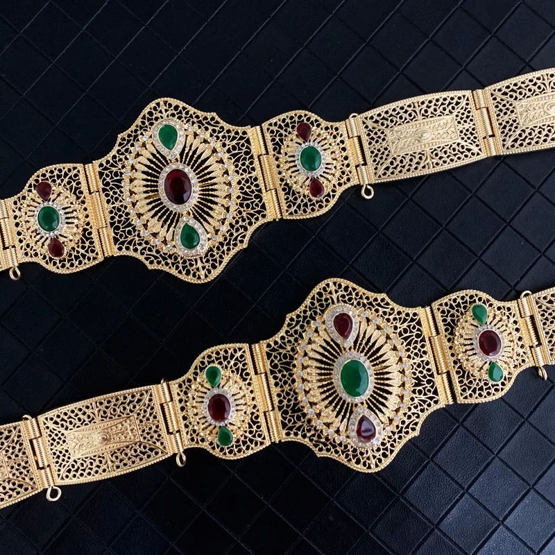 European Women Grown Waist Belt Wedding Jewelry Gold Silver Color Moroccan Caftan Belts Metal Buckle Arabic Ladies Gift