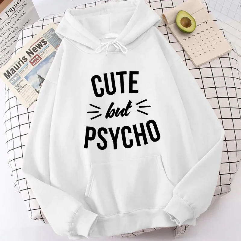 Spring Autumn Women Hoodies New Cute But Psycho Printed Unisex Harajuku Hip Hop Streetwear Casual High Quality Female Sweatshirt