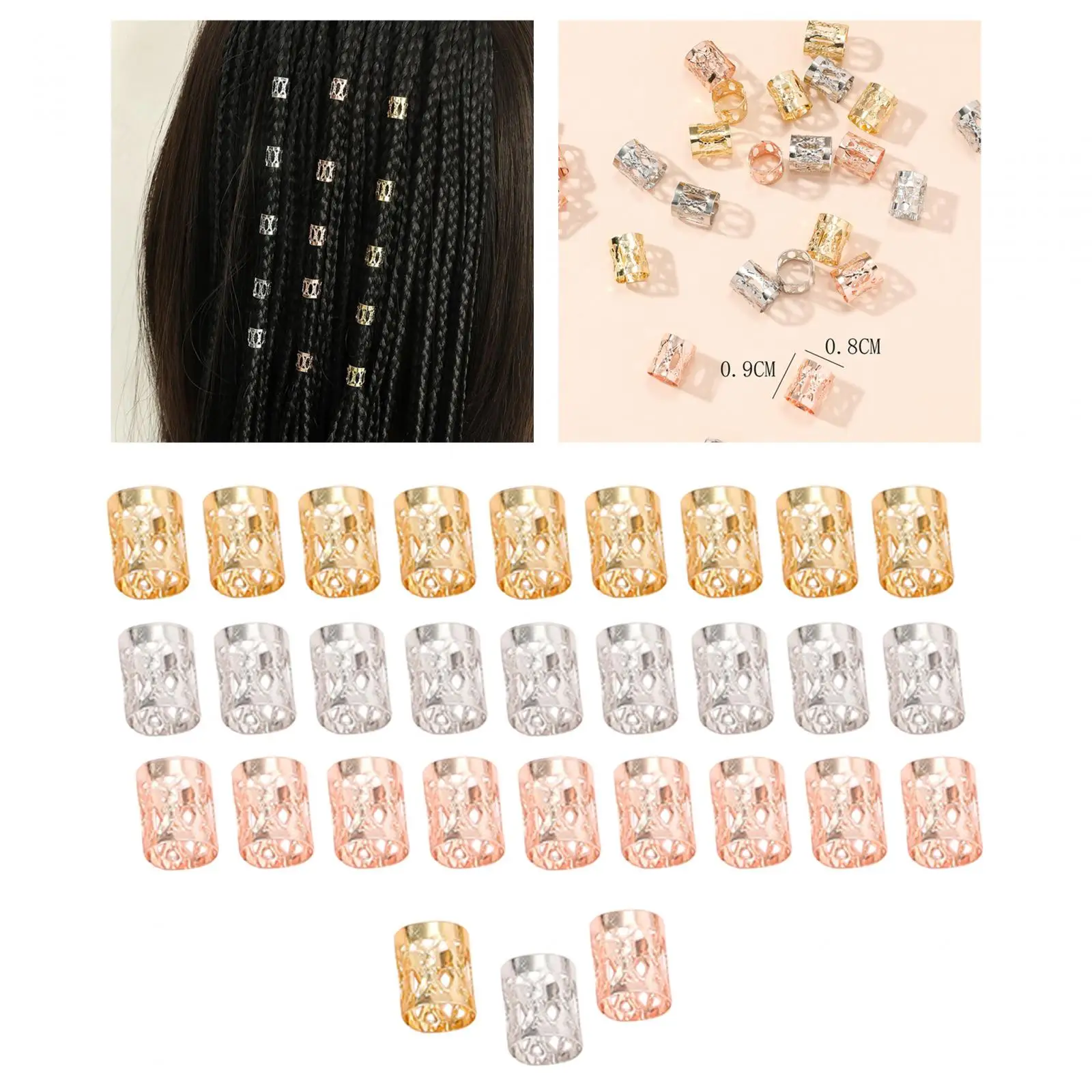 30Pcs Dreadlocks Beads Rings Hair Braids Decoration Men Women Dread Locks Prom Wedding Party Gifts Stage Performance ring beads,hair braid accessories,nano rings