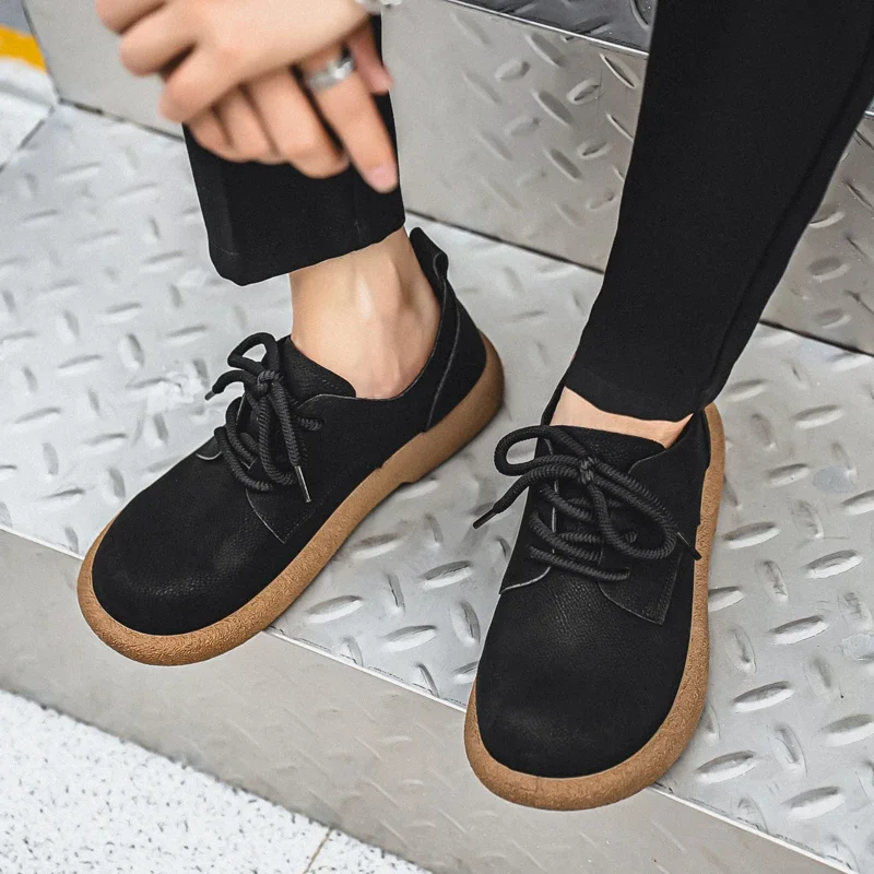Mode Männer Casual Schuhe Retro Atmungsaktive Leder Schuhe Bequeme Arbeit Schuhe Lace-up Leichte Walking Fahren Schuhe – Detail 22