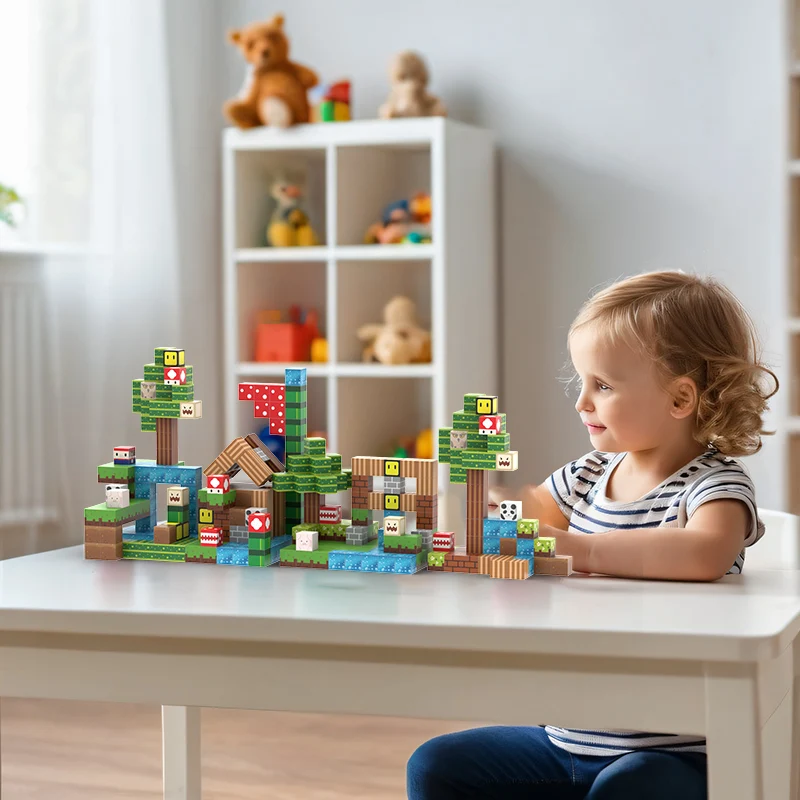 Magnetic Blocks 50-100PCS Super Mario Building Toys Build Mine Magnet World Set for Boys Girls 3+ STEM Montessori Sensory Toys