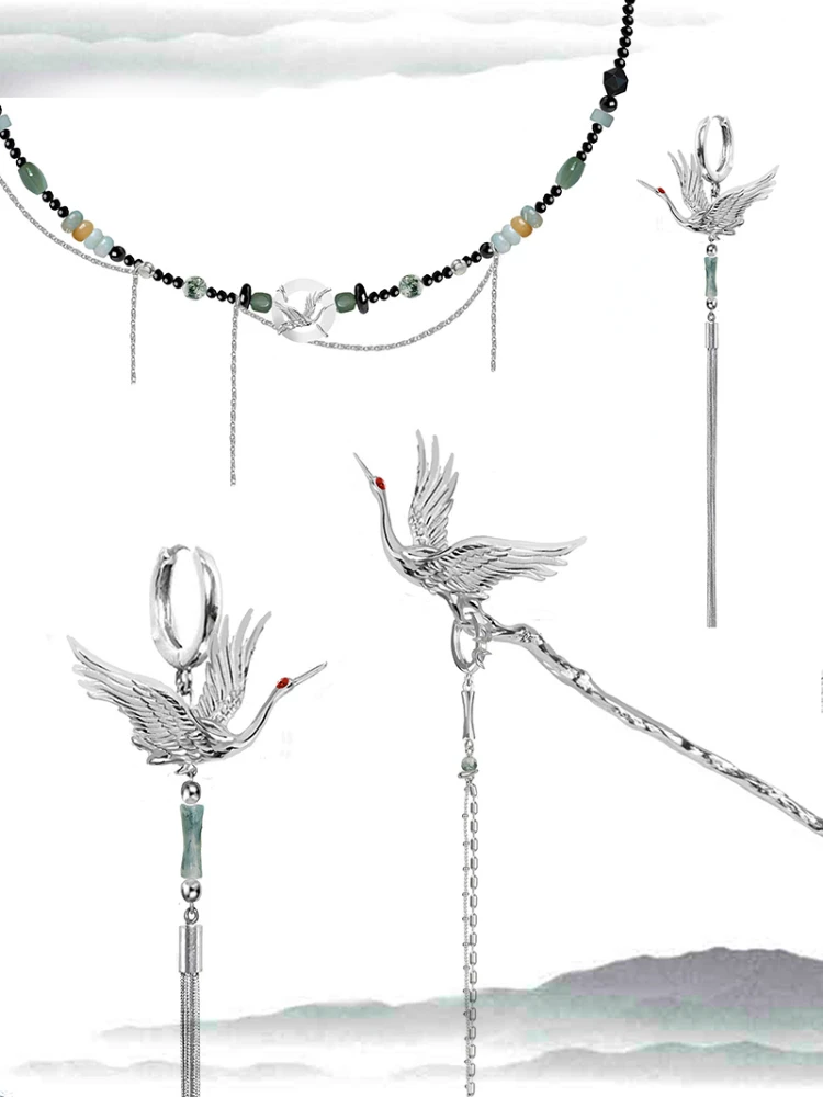 MASW Original Design Vintage Temperament High Quality Brass Bird Red Crowned Crane Dangle Earrings For Women Jewelry Gift