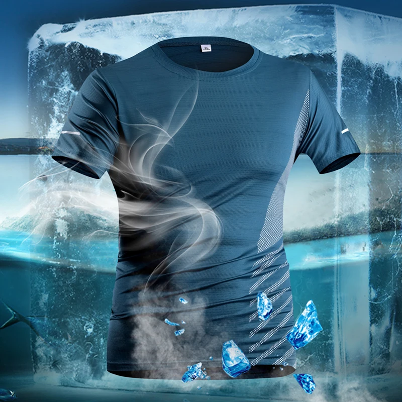 Ice sensitive elastic top 2024 summer new ice silk outdoor sports fitness short sleeved T-shirt_voghion.com