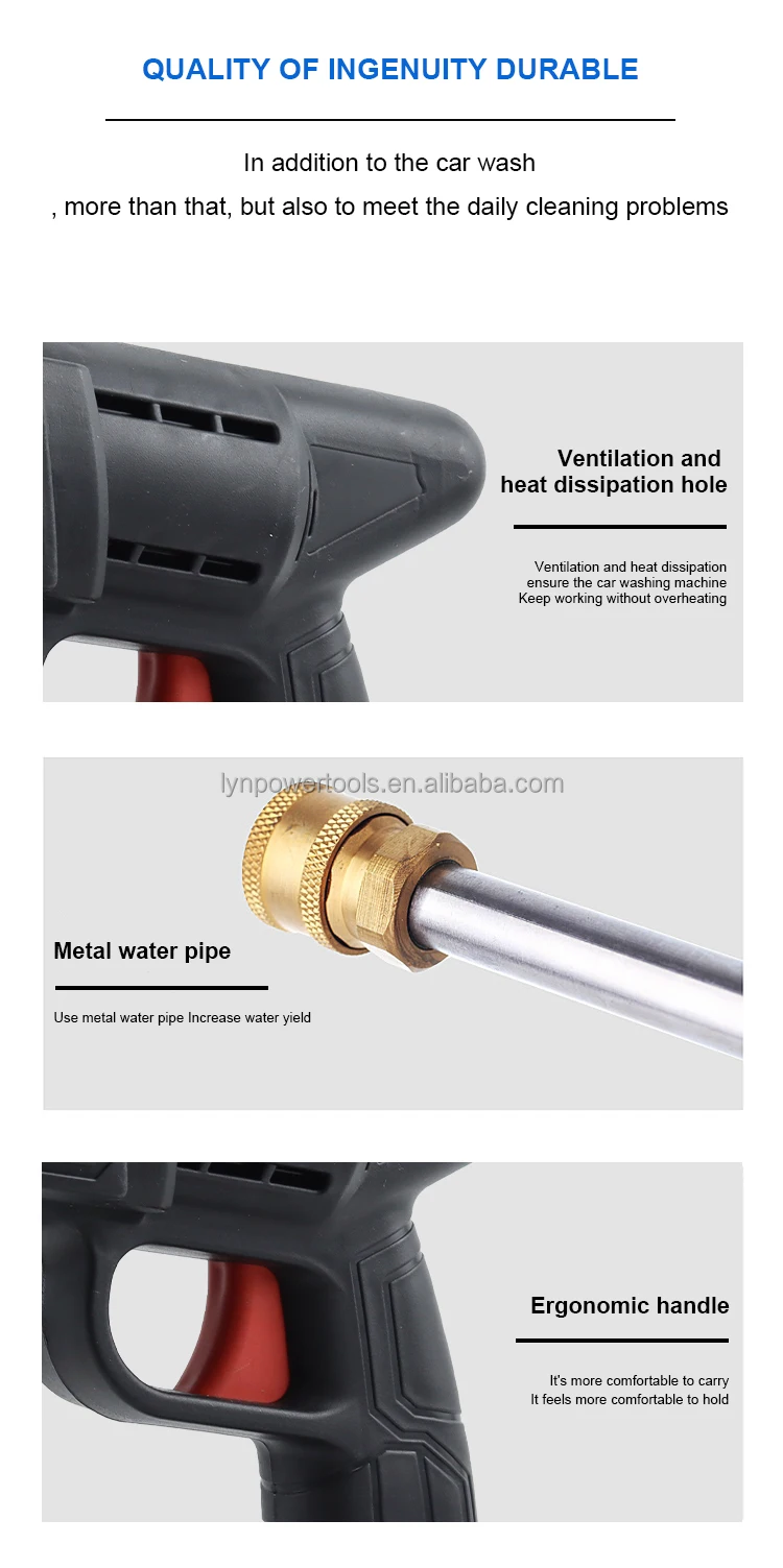 JH Portable High Pressure Electric Car Washer Gun Rechargeable Battery Powered C