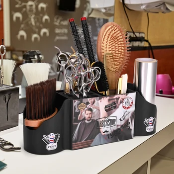 Organizer per Strumenti da Salone, Porta Forbici Pettini e Tosatrici, Espositore da Tavolo per Attrezzi da Parrucchiere, Scatola Contenitore per Barbiere