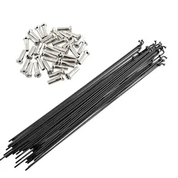 Black Adjustable Stainless Steel Bicycle Spokes with Nipples (244mm)