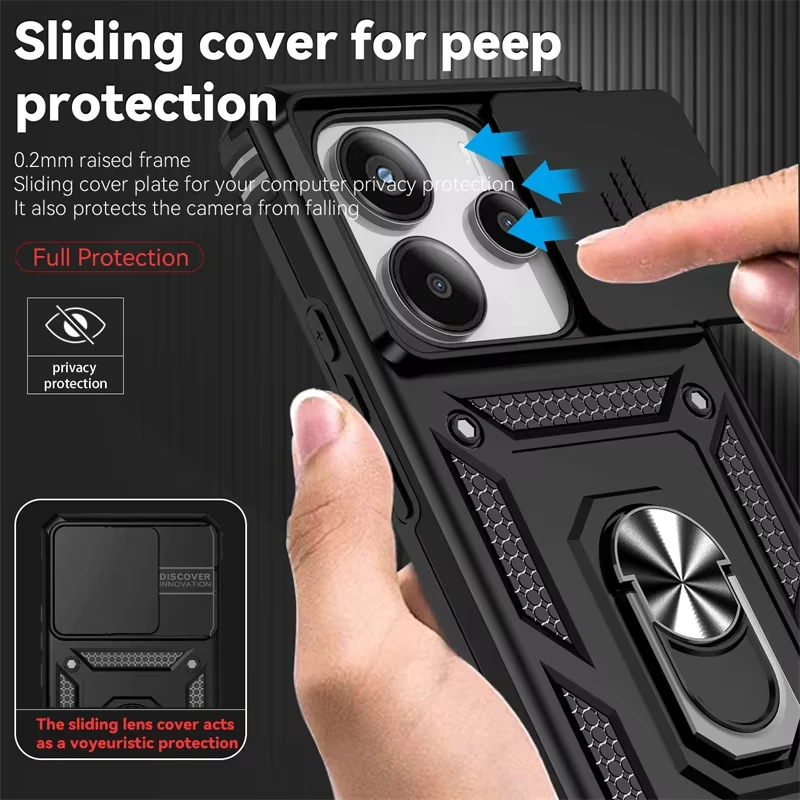 Shockproof Armor Phone Case with Magnetic Ring and Car Holder