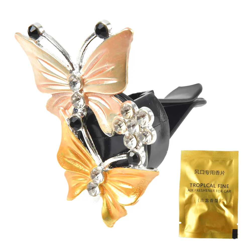 Air Freshener Butterfly Car-styling Car Perfume Natural Smell Air Conditioner Butterfly Diamond Aromatherapy Clip - Image 2