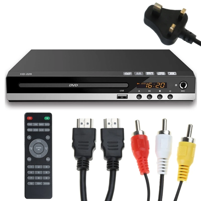 DVD Player for TV with  AV-output, Home SVCD Player All Region Free CD-RW Player for Home Stereo System  Built-in MIC-port